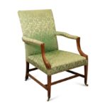A George III mahogany Gainsborough library armchair,