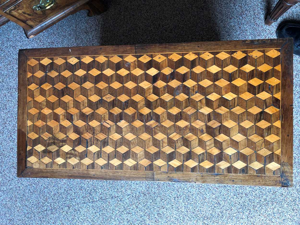 A small scale continental parquetry and marquetry commode, late 18th century, - Image 6 of 10