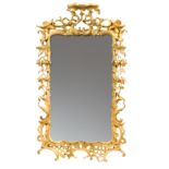 A George III chinoiserie giltwood wall mirror,
