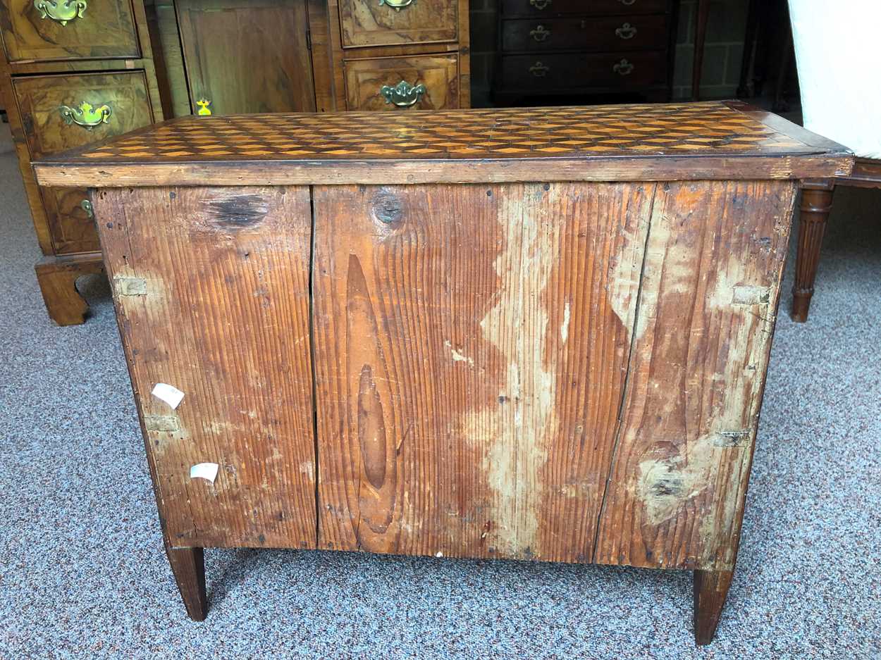 A small scale continental parquetry and marquetry commode, late 18th century, - Image 3 of 10