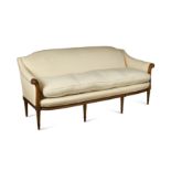 A Louis XVI style walnut framed sofa,