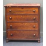 A Victorian mahogany chest of drawers, with four long graduating drawers 102 x 91 x 48cm
