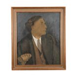 R Russell (British, 20th Century) - Portrait of John Cooper Powys (1872-1963) - oil on canvas 60 x