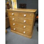 A Victorian stripped pine chest of drawers, 106 x 105 x 52cm