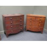 A 19th century mahogany bow front chest of two short over three long graduating drawers, together