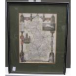 A coloured engraved map of Cambs, an 18th century map of Cambs c 24x18cm, a Talis coloured map of