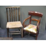 A Regency style child's bar back chair together with a child's stick back chair (2)