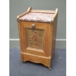 Two bedside cupboards, one with marble top, the other rosewood