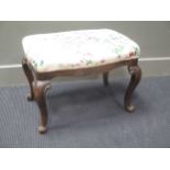 A George II style stool, with shaped frieze and cabriole legs