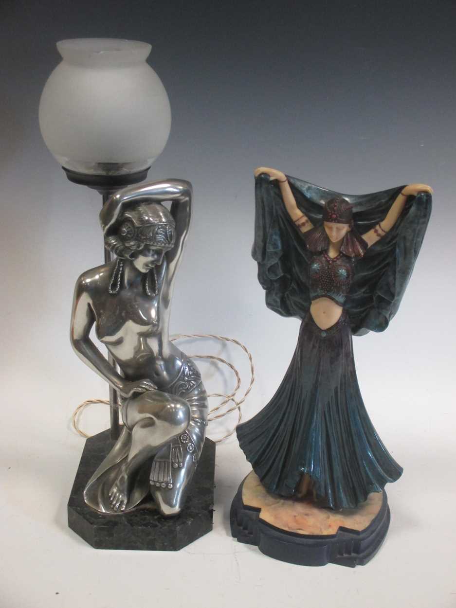 Art deco resin and metal figurines