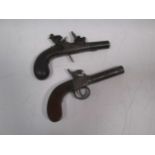 A flintlock pocket pistol, signature rubbed, 16.5cm together with a percussion pocket pistol (2)