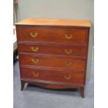 A 19th century campaign-type mahogany secretaire chest