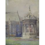 P E Bishopp: "Trinity Great Court", watercolour, signed, dated 1901, and titled "Trinity", 32 x