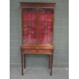 A Sheraton style mahogany display cabinet on stand c.1910