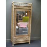 A Victorian faux bamboo pine wardrobe with mirror panel door 211 x 95 x 47cm