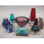 A small collection of mostly facet cut Murano glass wares, some attributed to Sommerso (qty)