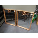 A pair of rectangular wall mirrors with rope work surrounds 72 x 57cm