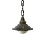 An Industrial style brass pendant light,