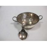 A silver bowl and a 19th century caddy spoon (2)