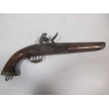 A flintlock pistol of seaservice type, unsigned lock, and lanyard ring