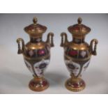 A pair of Royal Crown Derby 1128 pattern two-handled vases and covers, 32cm high (4)