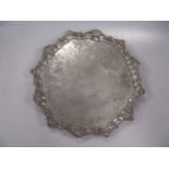 A Victorian silver 'Chippendale' style salver, engraved with two crests, 33.3ozt