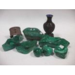 A quantity of malachite and other items