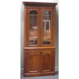A Victorian mahogany bookcase with glazed top section 233 x 103 x 41cm