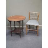 An Aesthetic period occasional table together with a single Arts & Crafts chair (2)