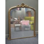 A large 19th century gilt overmantle mirror 155cm high and 141cm wide