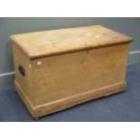 A pine mule chest, 64 x 100 x 48cm, and a blanket chest, 52 x 90 x 50cm (2)