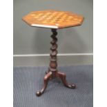 A Victorian rosewood chess table (70cm high and 52cm wide) and faux rosewood occasional table ( 69cm