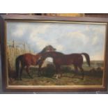 After J F Herring, Two horses, oil and other pictures.