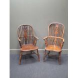 Two 19th century Windsor type armchairs