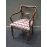 Early Victorian mahogany open armchair