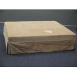 A large modern square upholstered stool 24 x 138 x 107cm