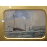 A pair of 19th century maritime scenes, watercolours, 9 x 13cm; S. J. Watson (British, 19th century)