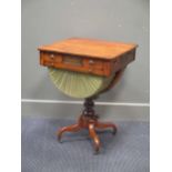 A Regency mahogany work table with brass inlaid decoration