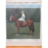 Brian Organ signed lithograph or Aldaniti and Bob Champion, also signed by the jockey, 58 x 57 cm