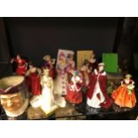 A large collection of modern Royal Doulton figurines, and one by Royal Worcester