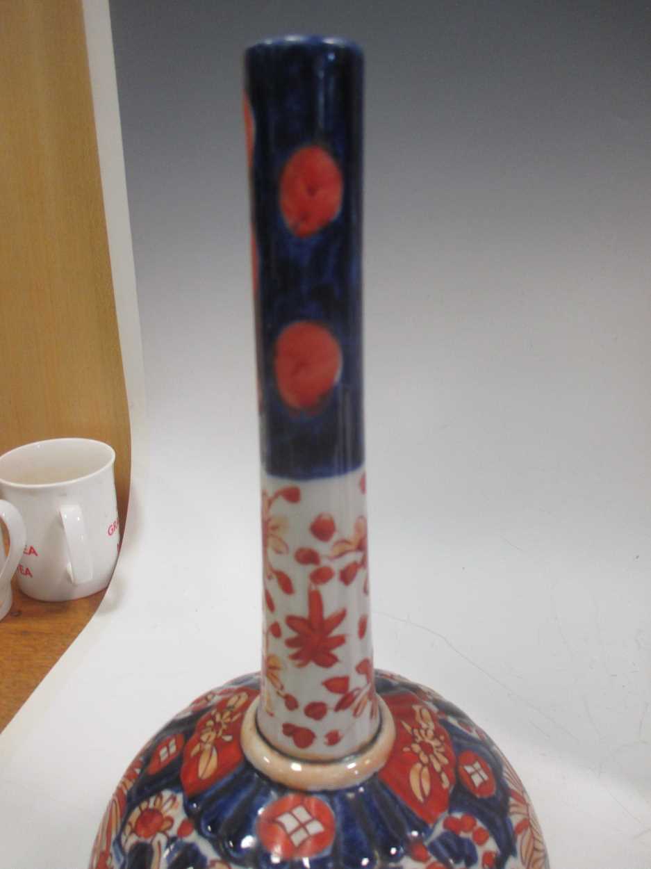 A large Japanese imari charger, 47cm diameter; three similar bottle vases (4) - Image 3 of 5