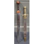 A Victorian bandsman sword of Gladius type and another copy of a Roman Gladius (2)