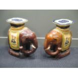 A pair of Far Eastern ceramic elephant plant stands, c. mid 20th century