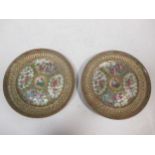 A pair of Chinese Cantonese export porcelain pierced plates