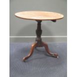 George III oak tripod table 77cm diameter