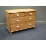A Victorian stripped pine chest of drawers, 78 x 108 x 48cm