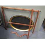 A 19th century papier mache oval tray, gilt border, 72cm wide' a 19th century single drying rack (