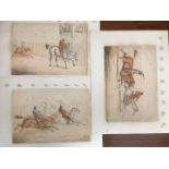 Three comical horse racing scenes,