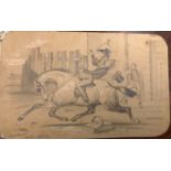 Four equestrian drawings, 19th century,