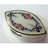 A George V silver and enamel pill box,
